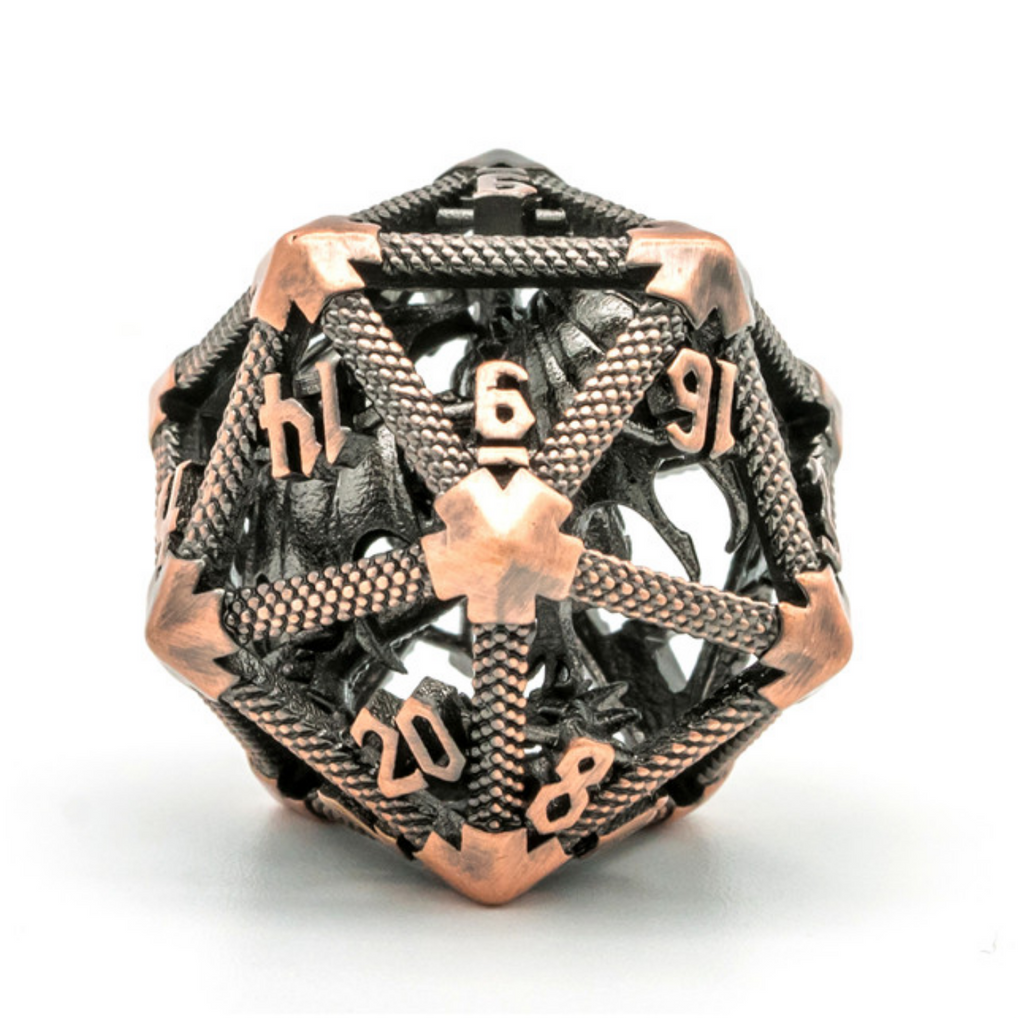 Hollow Dragon Keep D20 - Copper Metal Dice Foam Brain Games