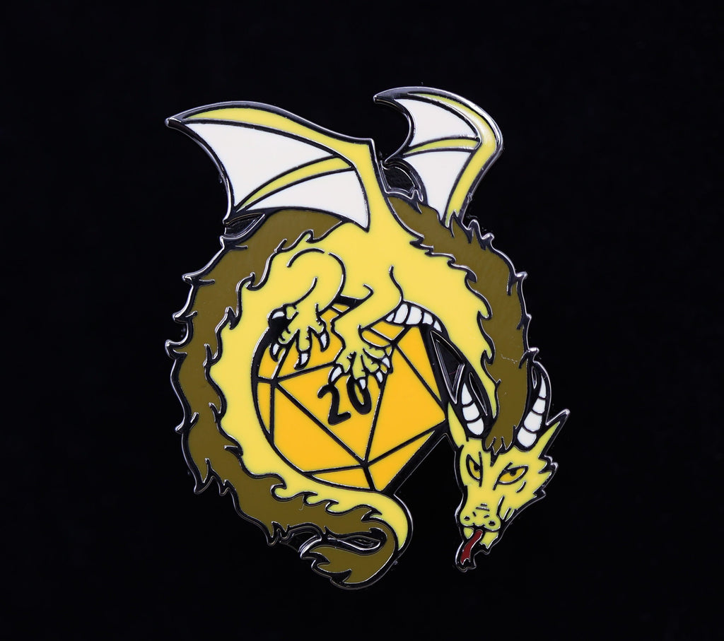 Dice Dragon Pin - Gold Enamel Pin Foam Brain Games