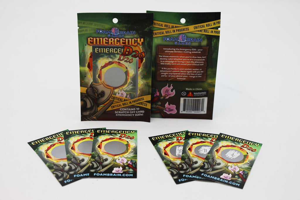 Emergency D20 Scratch Off Card (Includes 10 Cards) Scratch Off Card Foam Brain Games