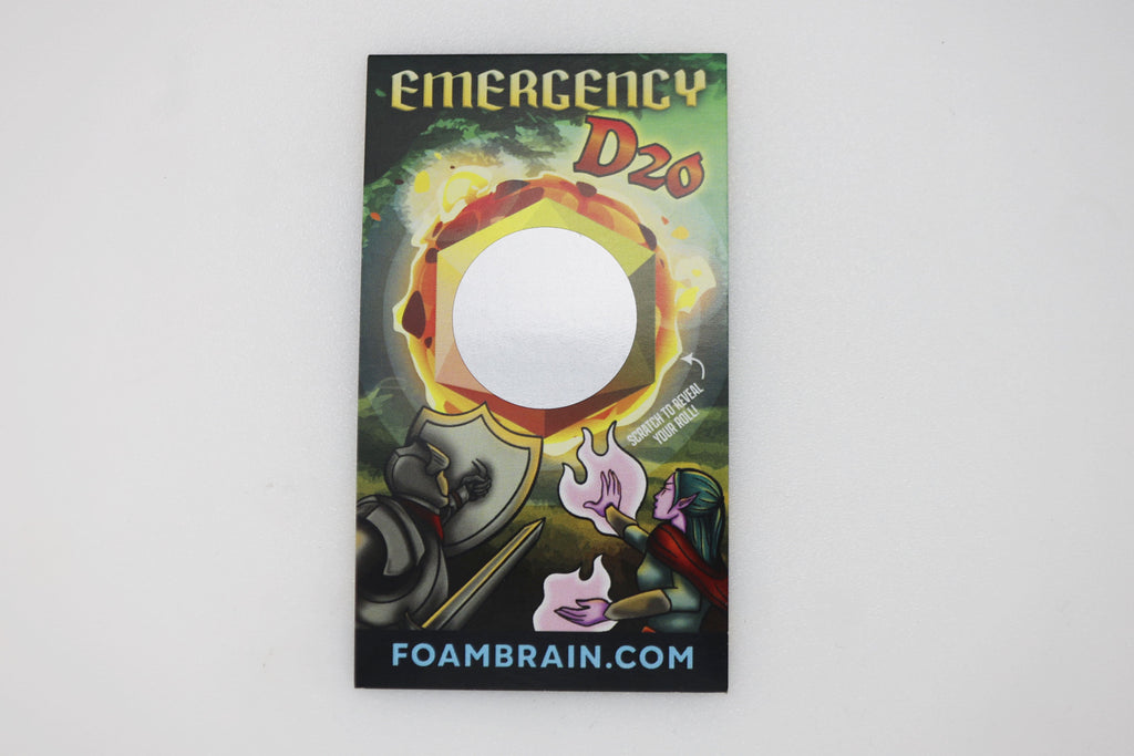 Emergency D20 Scratch Off Card (Includes 10 Cards) Scratch Off Card Foam Brain Games