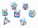 Transgender Pride Flag - Metal RPG Dice Set Metal Dice Foam Brain Games