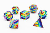 Rainbow Pride Flag - Metal RPG Dice Set Metal Dice Foam Brain Games