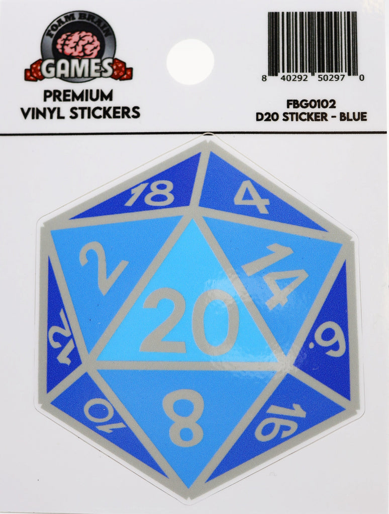 D20 Sticker - Blue Stickers Foam Brain Games