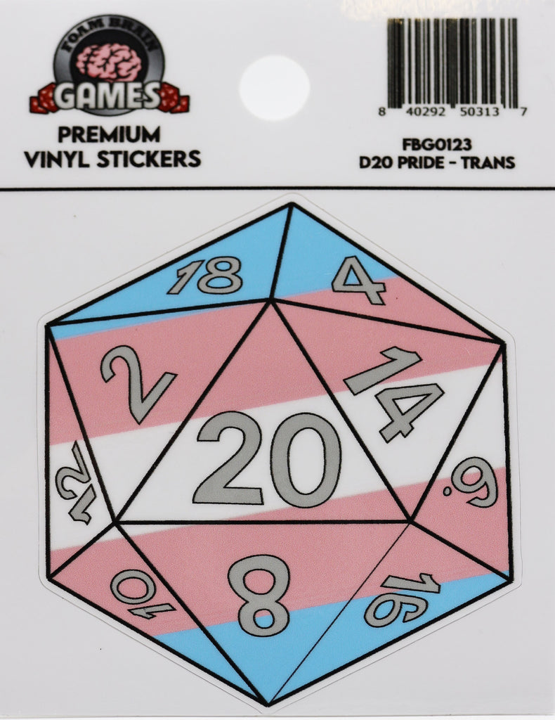 D20 Sticker - Transgender Pride Stickers Foam Brain Games