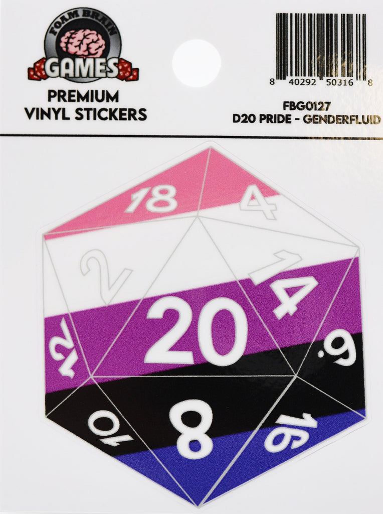 D20 Sticker - Genderfluid Pride Stickers Foam Brain Games