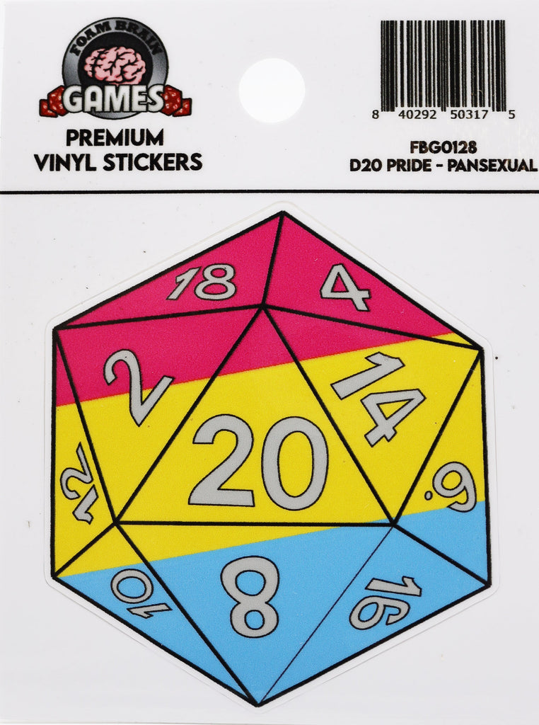 D20 Sticker - Pansexual Pride Stickers Foam Brain Games