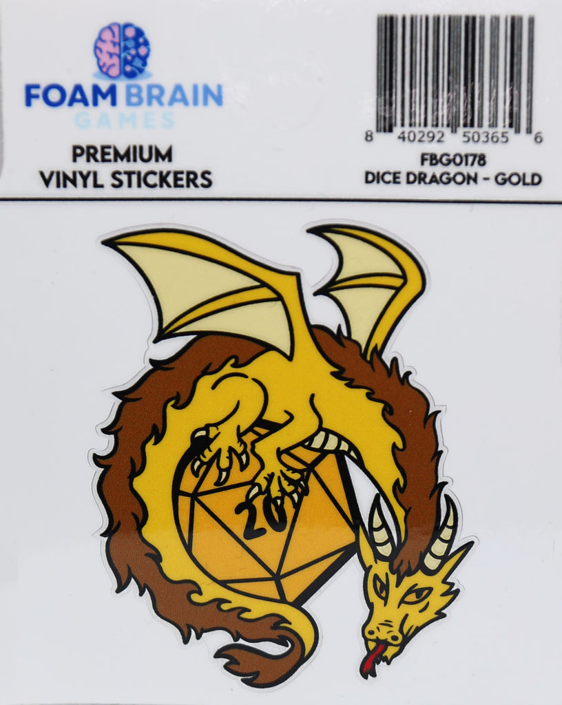 Dice Dragon Sticker: Gold Stickers Foam Brain Games