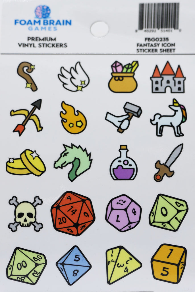 Fantasy Icon Sticker Sheet Stickers Foam Brain Games