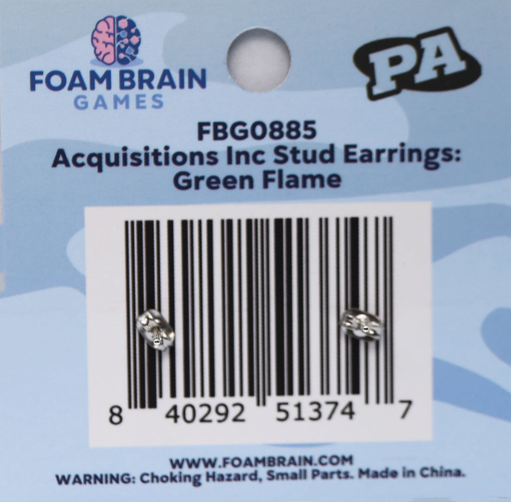 Acquisitions Inc Stud Earrings: Green Flame Jewelry Foam Brain Games