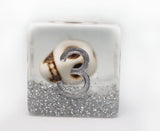 Skull and Silver Glitter RPG Dice Set Plastic Dice Foam Brain Games