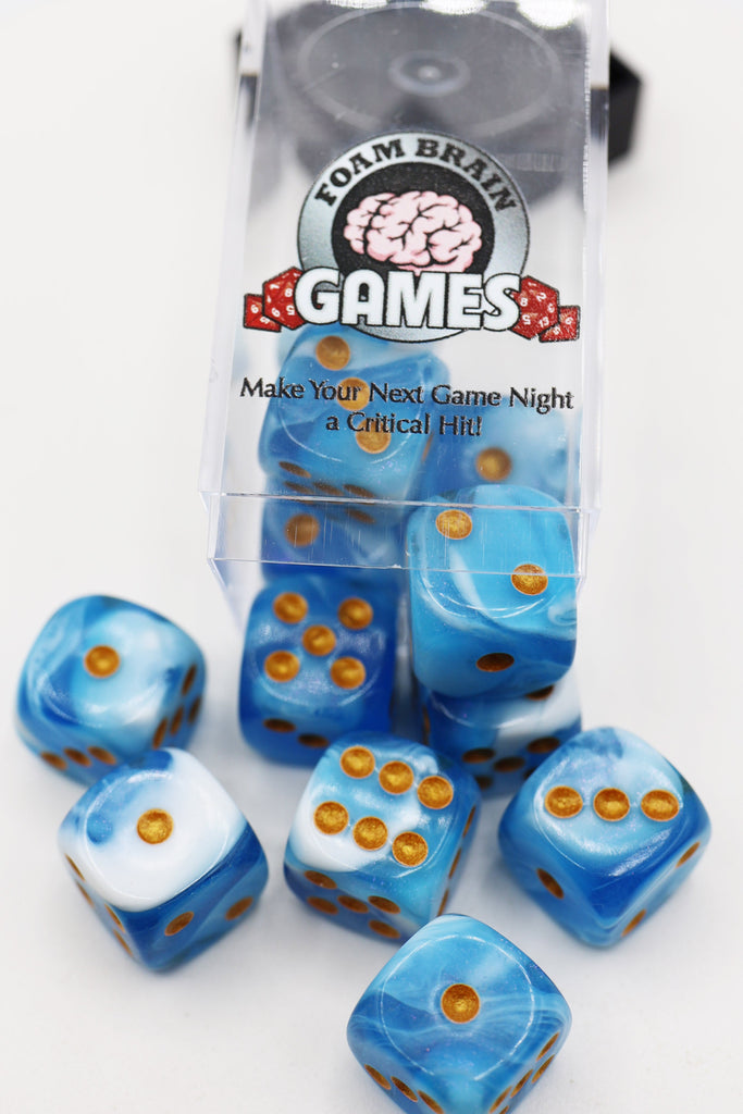 12 piece Pip D6s - Cirrus Glitter Plastic Dice Foam Brain Games