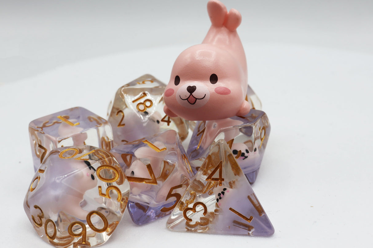 Pink Seal RPG Dice Set Plastic Dice Foam Brain Games