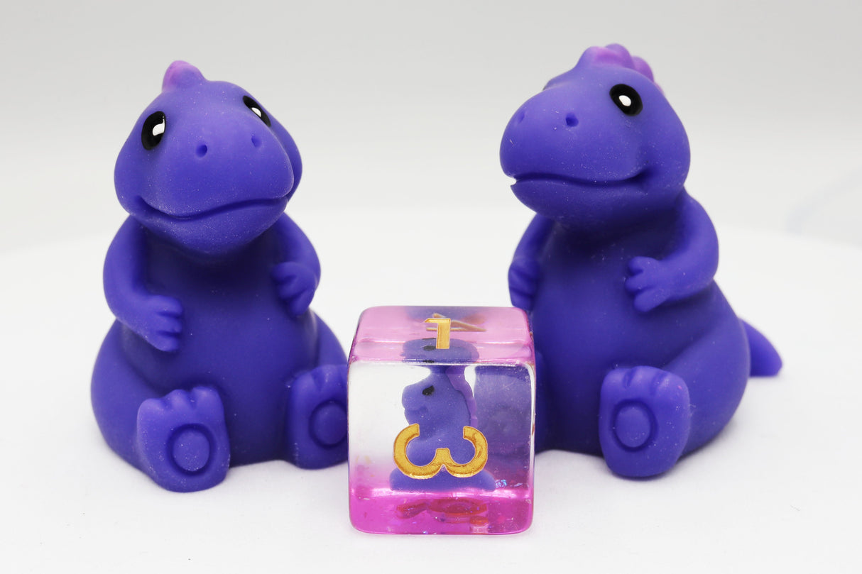 Purple T-Rex RPG Dice Set Plastic Dice Foam Brain Games