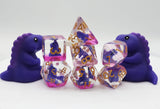 Purple T-Rex RPG Dice Set Plastic Dice Foam Brain Games