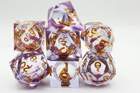 Sharp Edge Liquid Core RPG Dice Set - Purple Plastic Dice Foam Brain Games