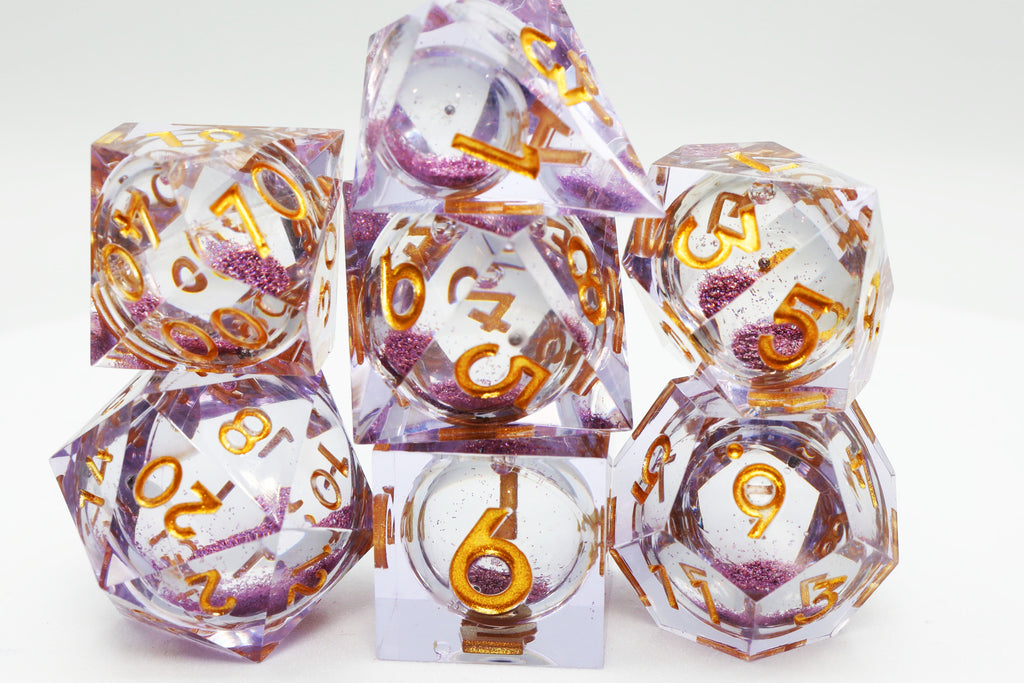 Sharp Edge Liquid Core RPG Dice Set - Purple Plastic Dice Foam Brain Games