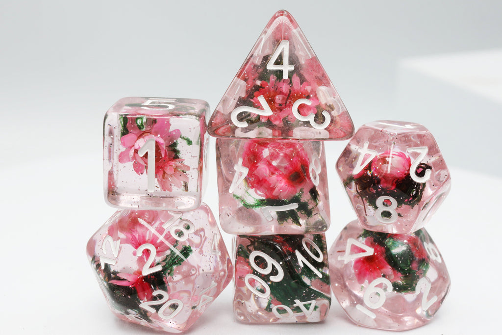 Carnation Love RPG Dice Set Plastic Dice Foam Brain Games