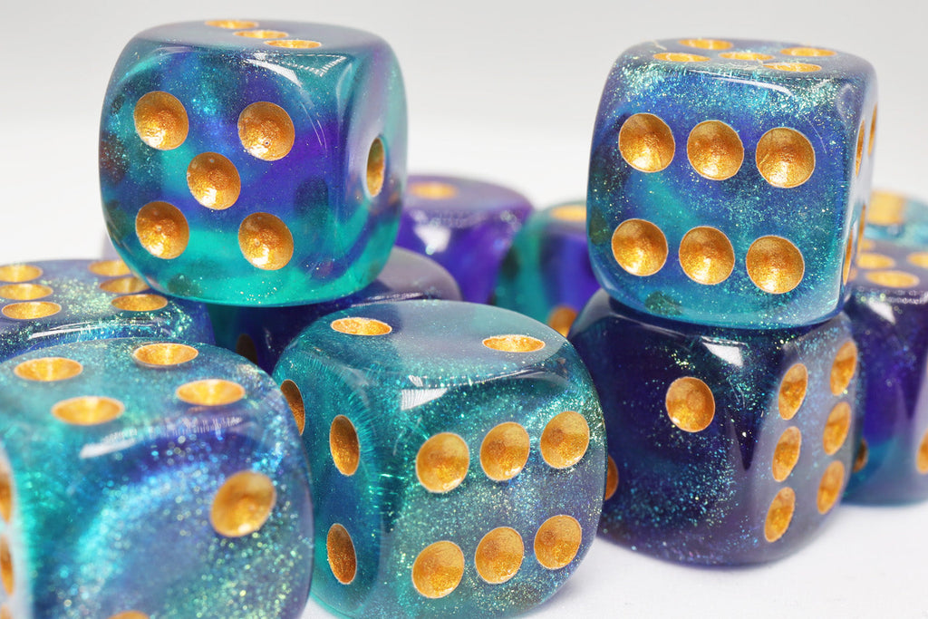 12 piece Pip D6s - Hocus-Pocus Glitter Plastic Dice Foam Brain Games