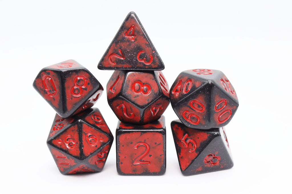 Timeworn Red RPG Dice Set Plastic Dice Foam Brain Games