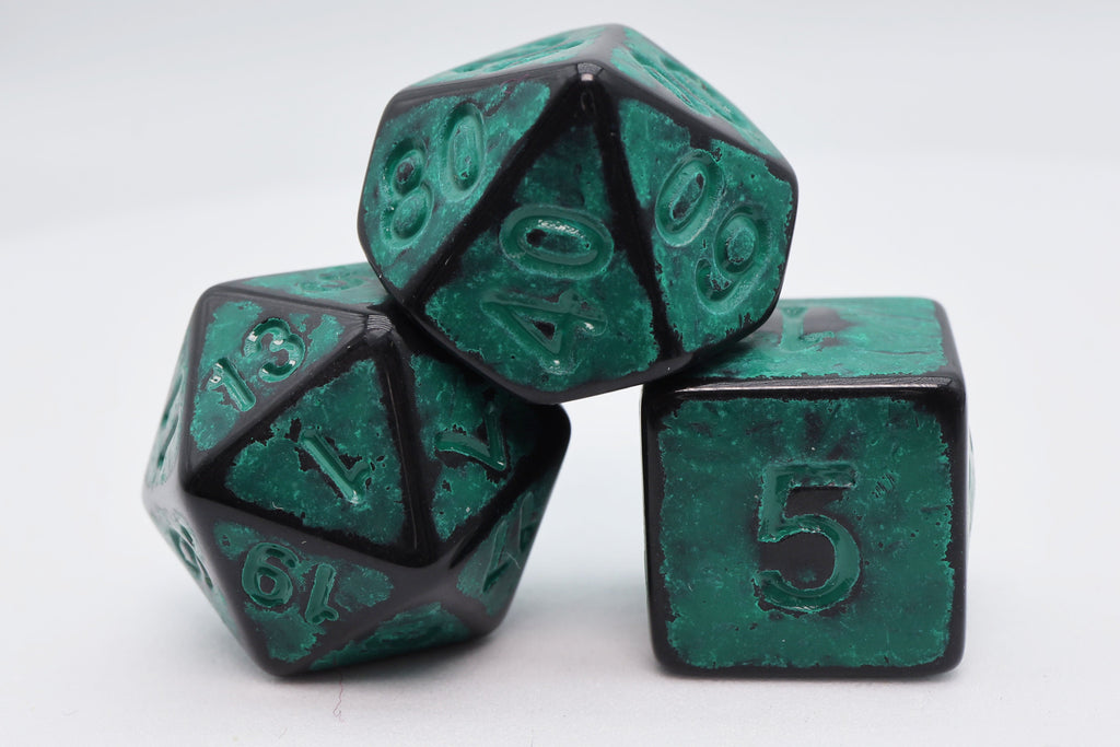 Timeworn Green RPG Dice Set Plastic Dice Foam Brain Games