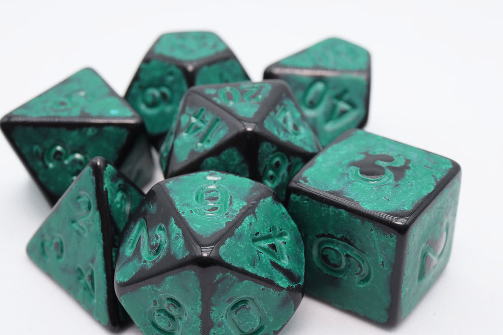 Timeworn Green RPG Dice Set Plastic Dice Foam Brain Games