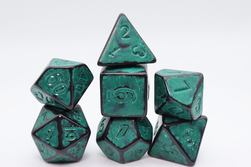 Timeworn Green RPG Dice Set Plastic Dice Foam Brain Games