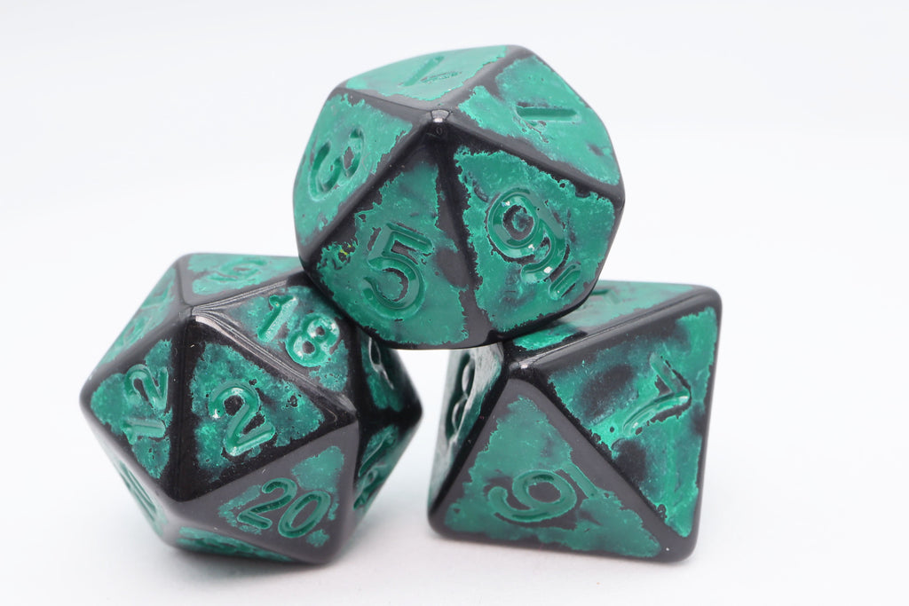 Timeworn Green RPG Dice Set Plastic Dice Foam Brain Games