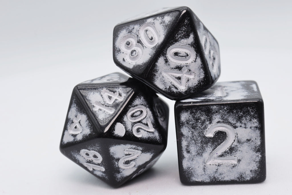 Timeworn White RPG Dice Set Plastic Dice Foam Brain Games