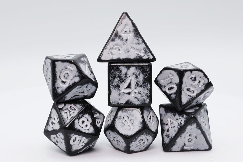 Timeworn White RPG Dice Set Plastic Dice Foam Brain Games