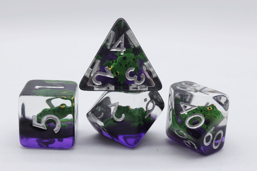 Green Poison Frog RPG Dice Set Plastic Dice Foam Brain Games