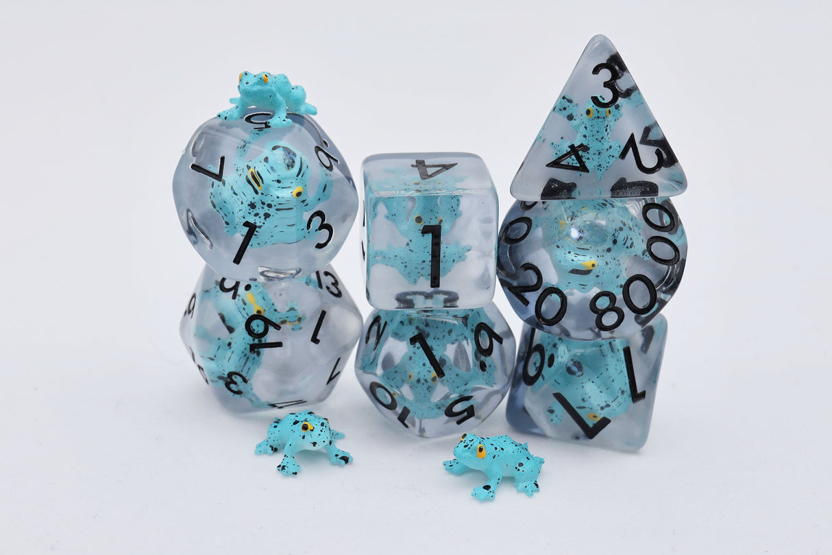 Blue Poison Frog RPG Dice Set Plastic Dice Foam Brain Games