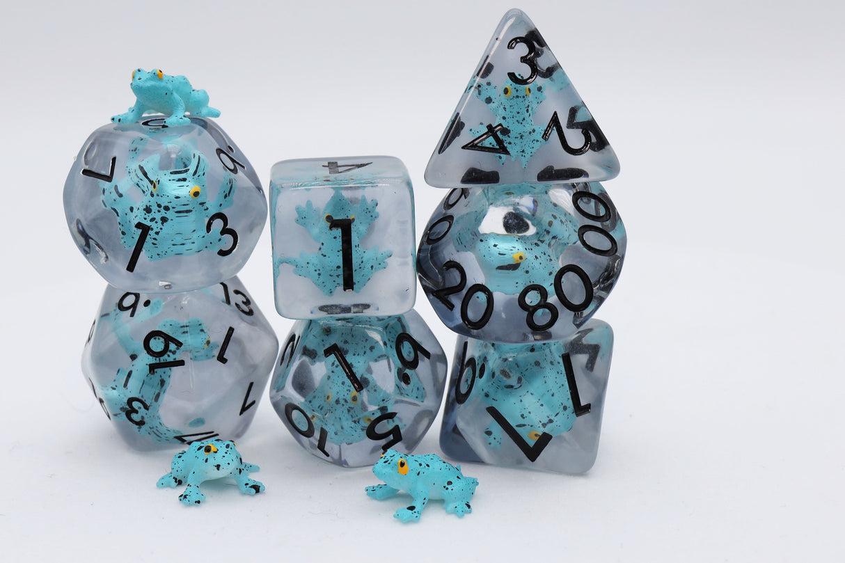 Blue Poison Frog RPG Dice Set Plastic Dice Foam Brain Games