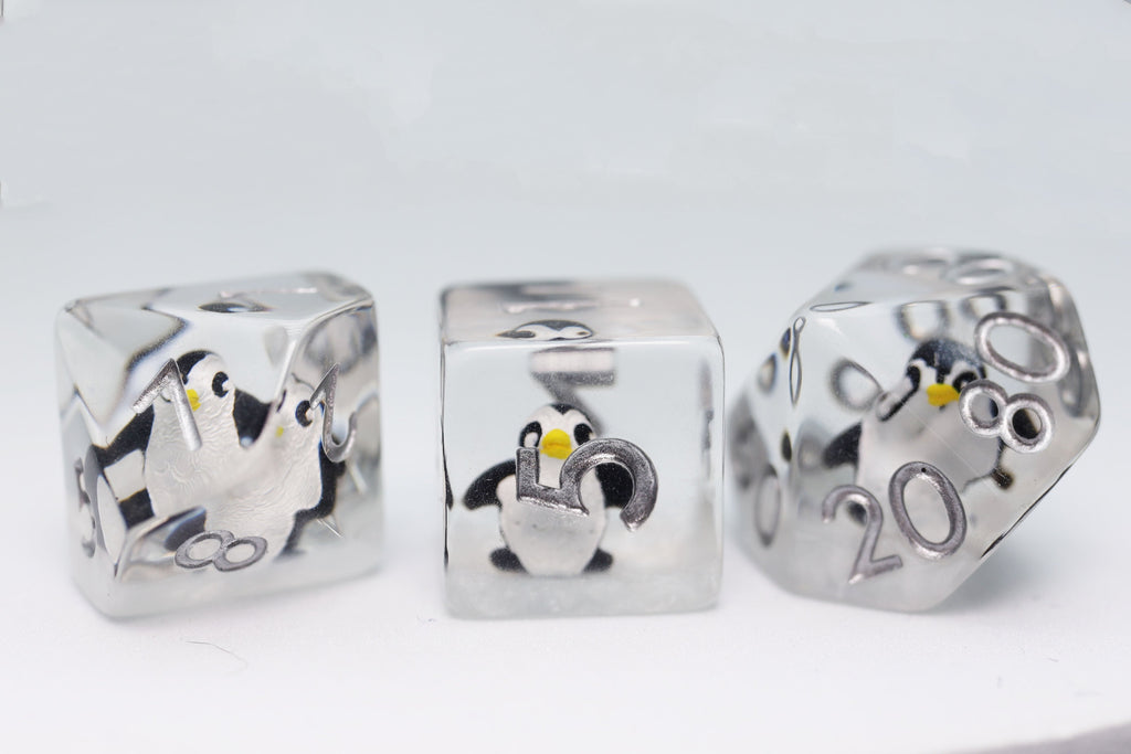 Baby Penguin RPG Dice Set Plastic Dice Foam Brain Games