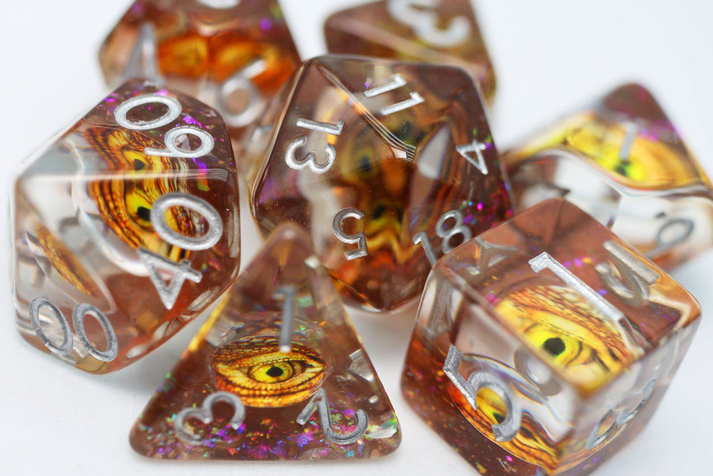 Golden Dragon Eye RPG Dice Set Plastic Dice Foam Brain Games