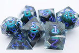 Sharp Edge Moving Eye RPG Dice Set - Blue Cyclops Plastic Dice Foam Brain Games