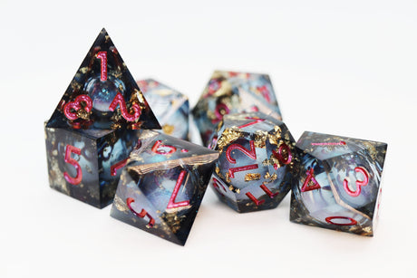 Sharp Edge Liquid Core RPG Dice Set - Crystal Asteroid Plastic Dice Foam Brain Games