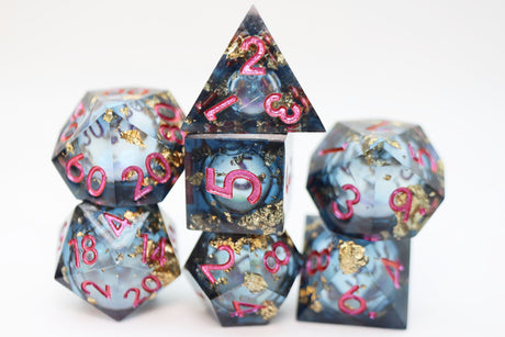 Sharp Edge Liquid Core RPG Dice Set - Crystal Asteroid Plastic Dice Foam Brain Games