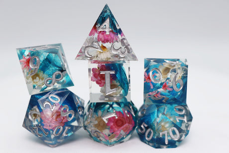 Sharp Edge Resin RPG Dice Set - Wildflower Bouquet Plastic Dice Foam Brain Games