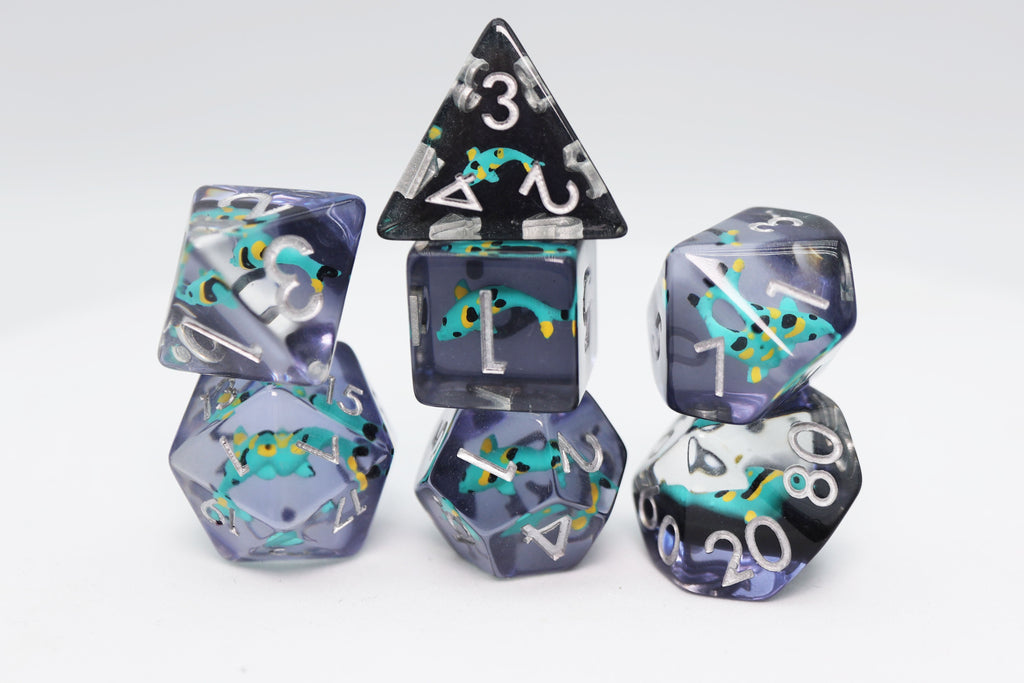 Turquoise Koi RPG Dice Set Plastic Dice Foam Brain Games