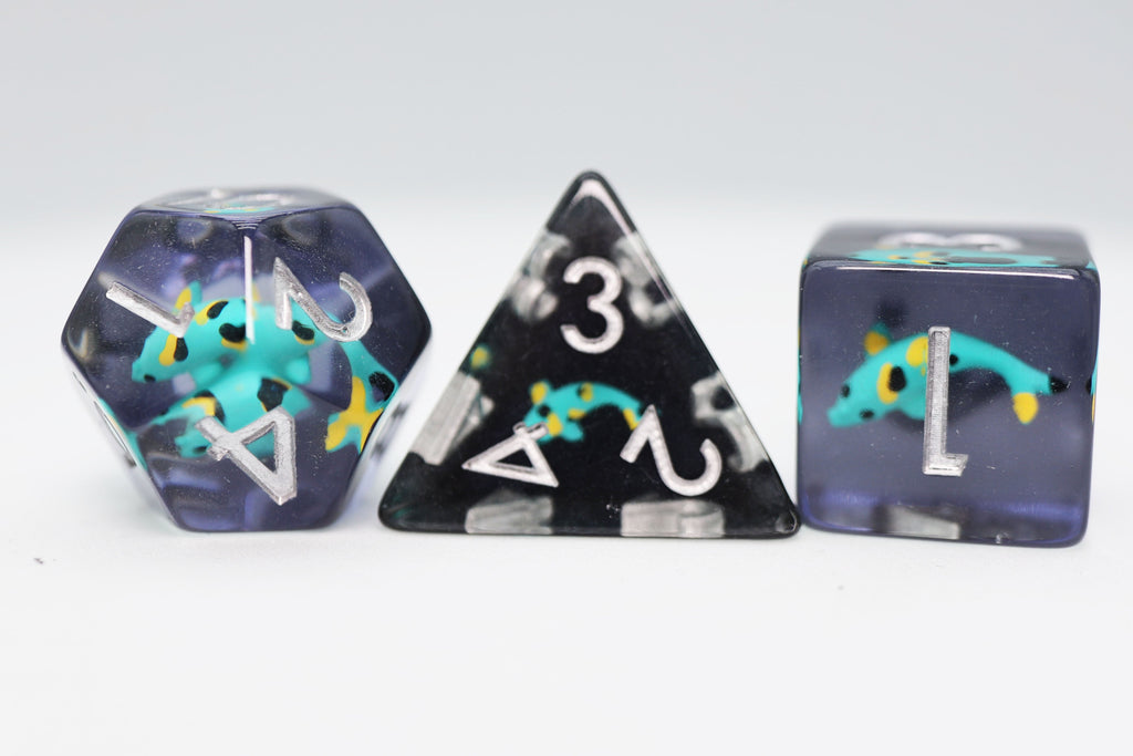 Turquoise Koi RPG Dice Set Plastic Dice Foam Brain Games