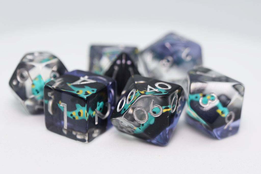 Turquoise Koi RPG Dice Set Plastic Dice Foam Brain Games