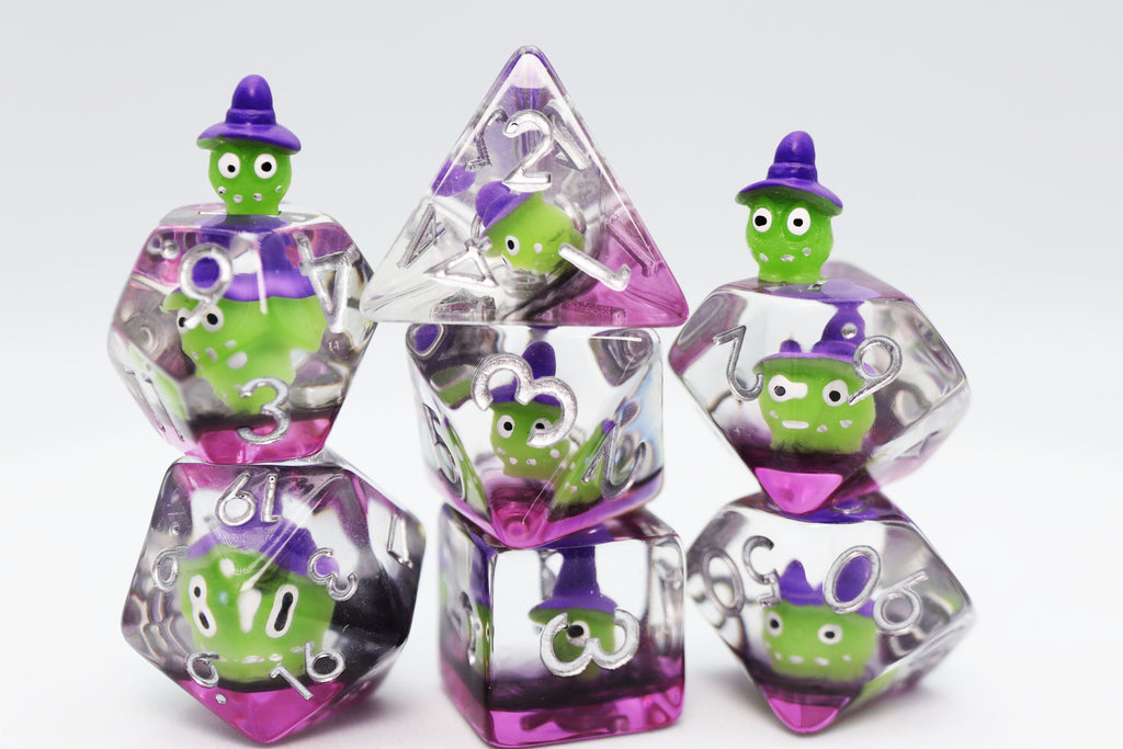 Wacky Witches RPG Dice Set Plastic Dice Foam Brain Games