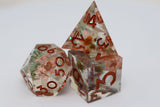 Sharp Edge Resin RPG Dice Set - Beautiful Blossom Plastic Dice Foam Brain Games