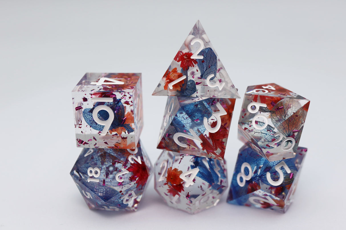 Sharp Edge Resin RPG Dice Set - Blooming Tempest Plastic Dice Foam Brain Games