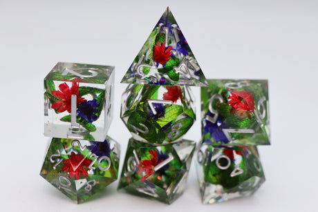 Sharp Edge Resin RPG Dice Set - Harmonious Buds Plastic Dice Foam Brain Games