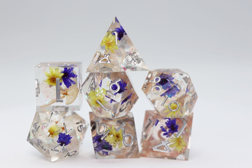 Sharp Edge Resin RPG Dice Set - Wildflower Meadow Plastic Dice Foam Brain Games