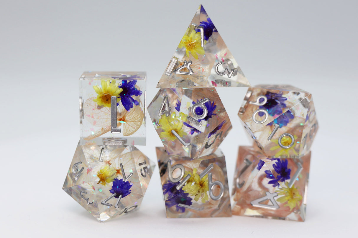 Sharp Edge Resin RPG Dice Set - Wildflower Meadow Plastic Dice Foam Brain Games