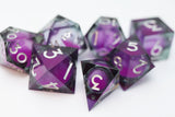 Sharp Edge Glow in the Dark Liquid Core RPG Dice Set - Violet Glimmer