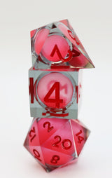 Sharp Edge Glow in the Dark Liquid Core RPG Dice Set - Midnight Rose