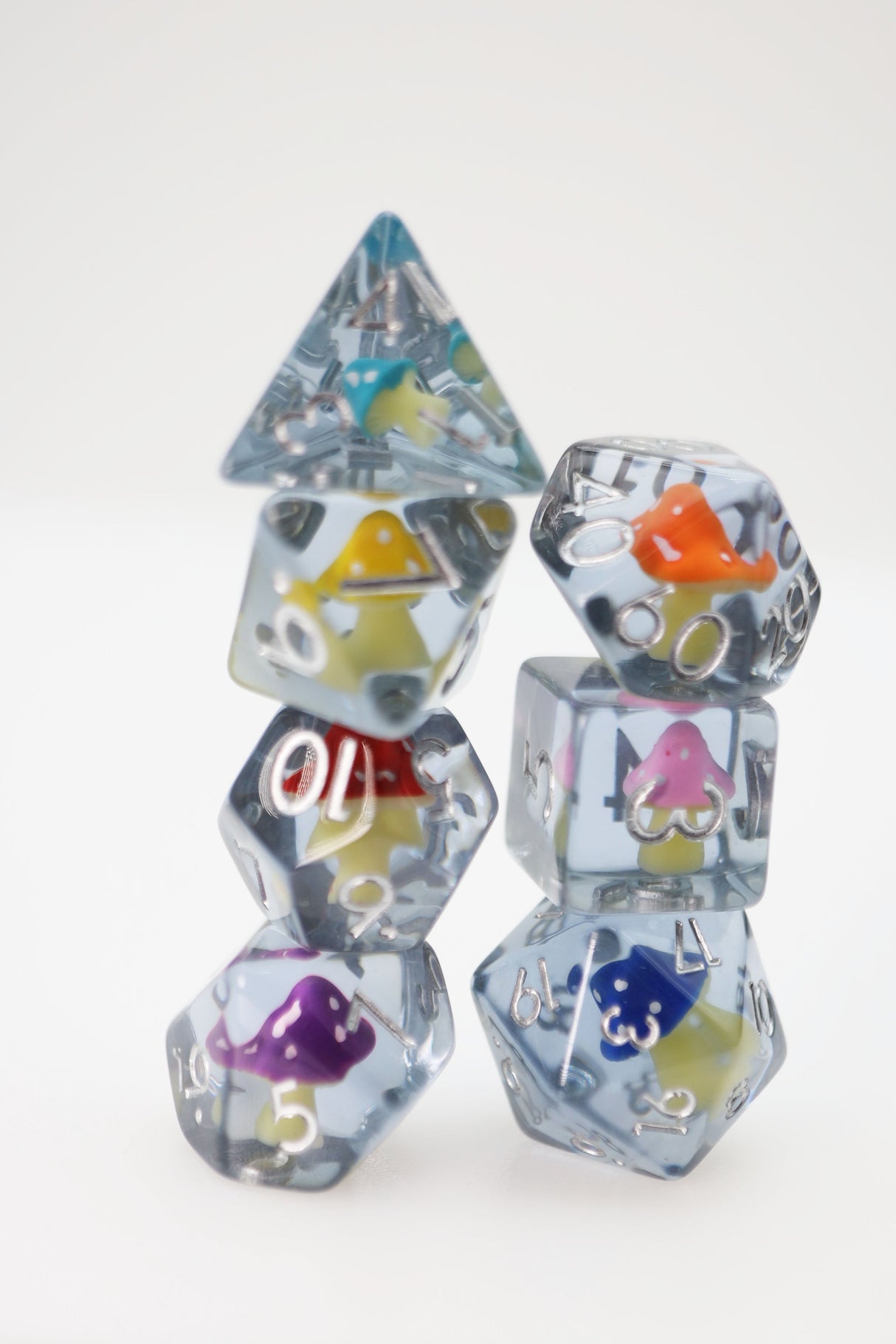 Whimsical Mushrooms RPG Dice Set Plastic Dice Foam Brain Games